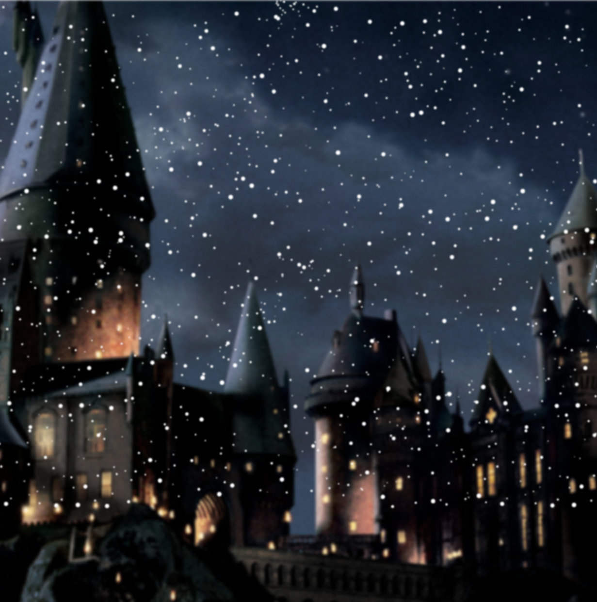 Château et neige de nuit